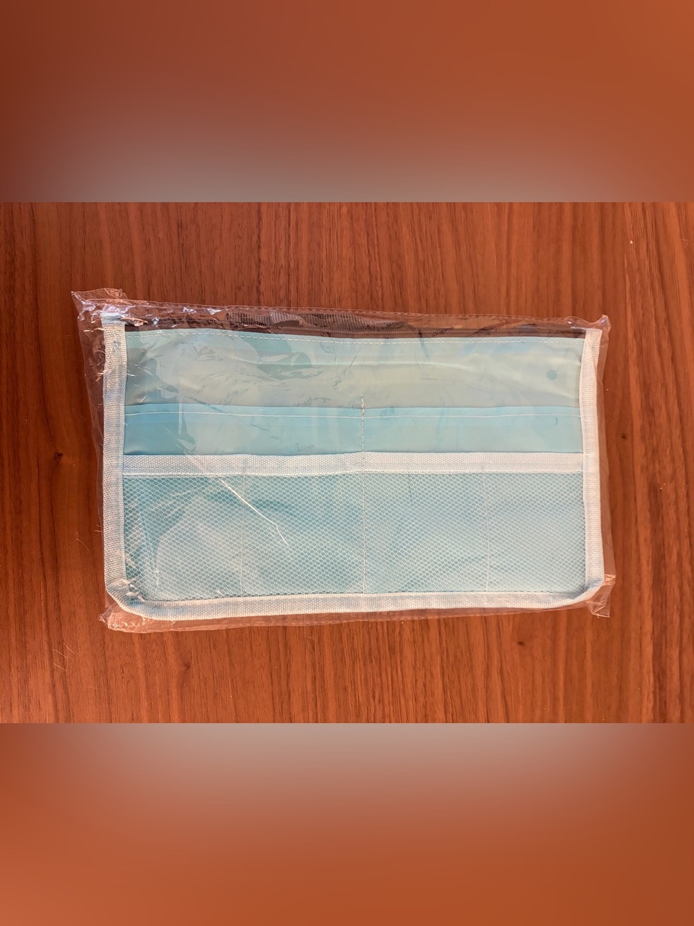 Light Blue Purse Organizer Insert Bag-in-Bag Zippered Tote Organizer